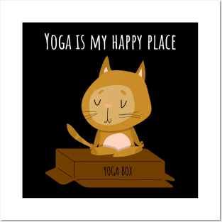 Yoga is My Happy Place - Yoga Cat Posters and Art